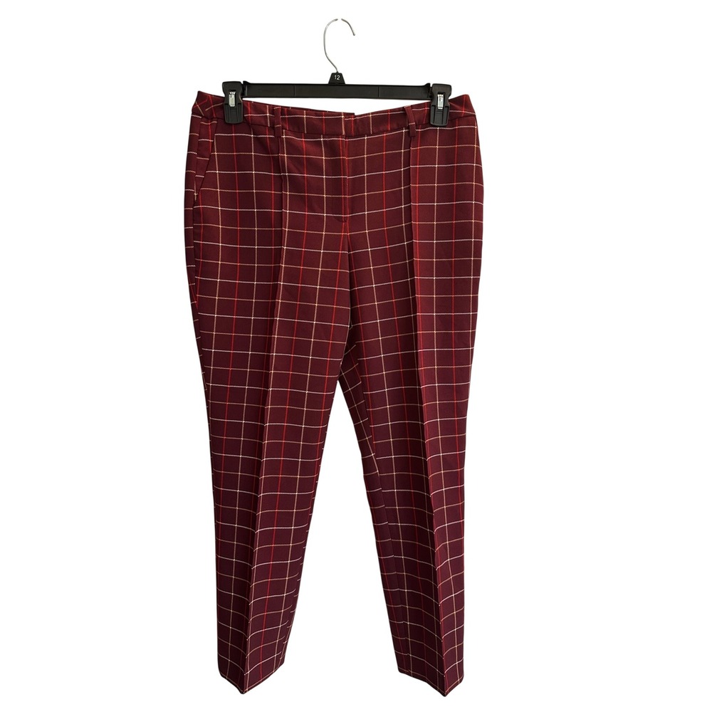 Cato Contemporary Burgundy Plaid Pencil Dress Pants Trousers Womens 10
